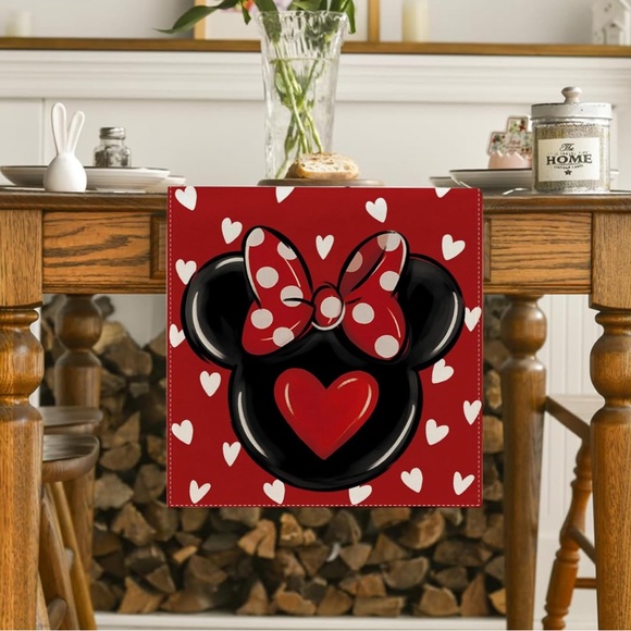 New 13x72 Table Runner Disney Minnie Mouse Valentines Day Fabric Mantel Scarf - Picture 2 of 4